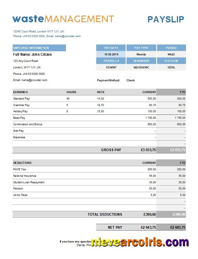 waste management company earning statement